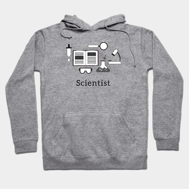 Scientist Icons Black and White Hoodie by MariOyama